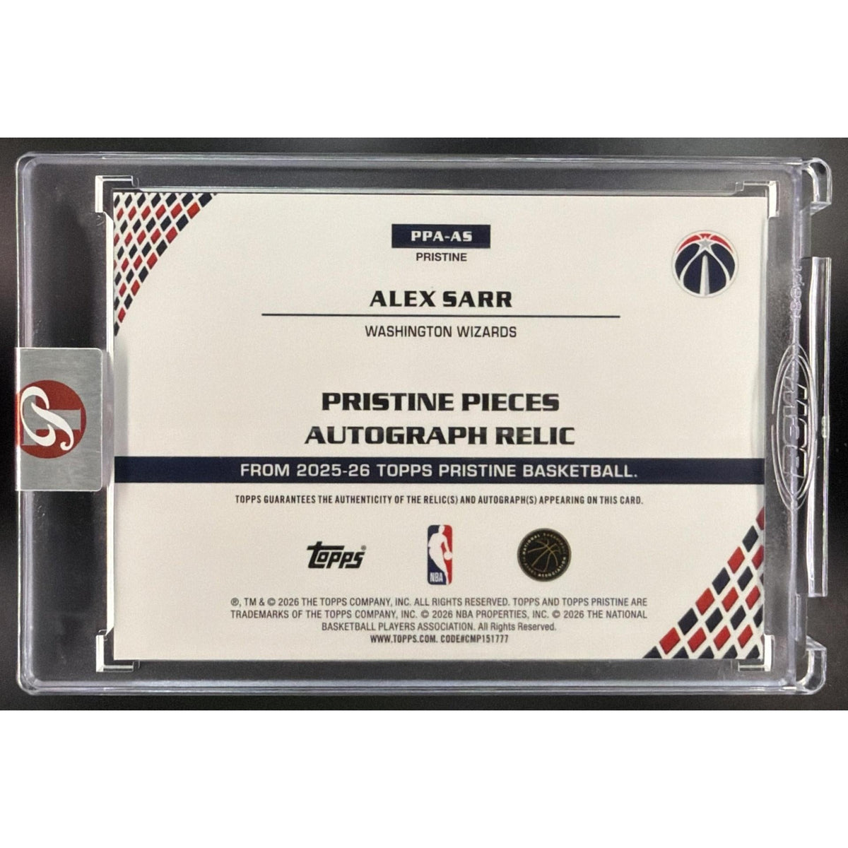 2025-26 Topps Pristine Basketball Alex Sarr Pristine Pieces Autograph Relic Pink 12/15 #PPA-AS - Non-Graded