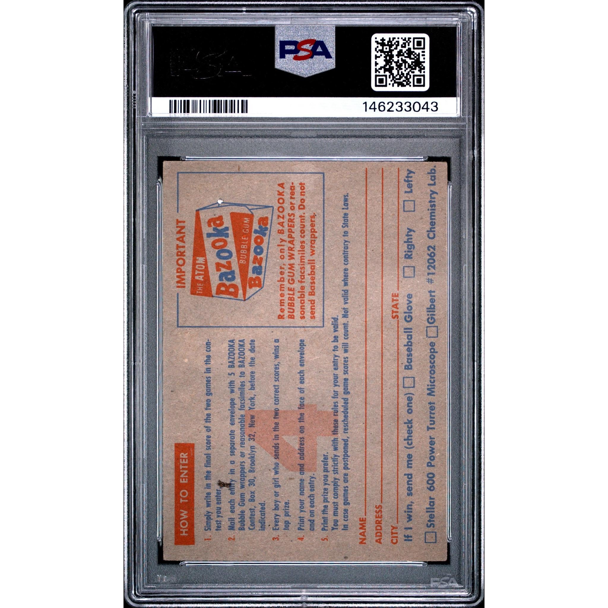 Contest Card 1957 Topps Friday, July 19th PSA 5