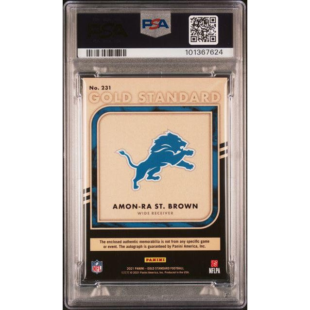 Amon-Ra St. Brown 2021 Gold Standard Rookie Jersey Auto-Premium #231 PSA 8
