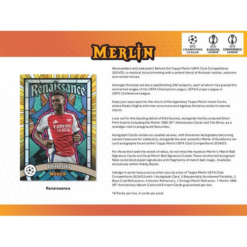 2024-25 Topps UEFA Club Competitions Merlin Chrome Soccer Hobby Box