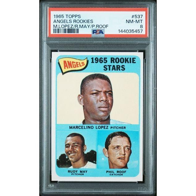 M.Lopez/R.May/P.Roof 1965 Topps Angels Rookies #537 PSA 8