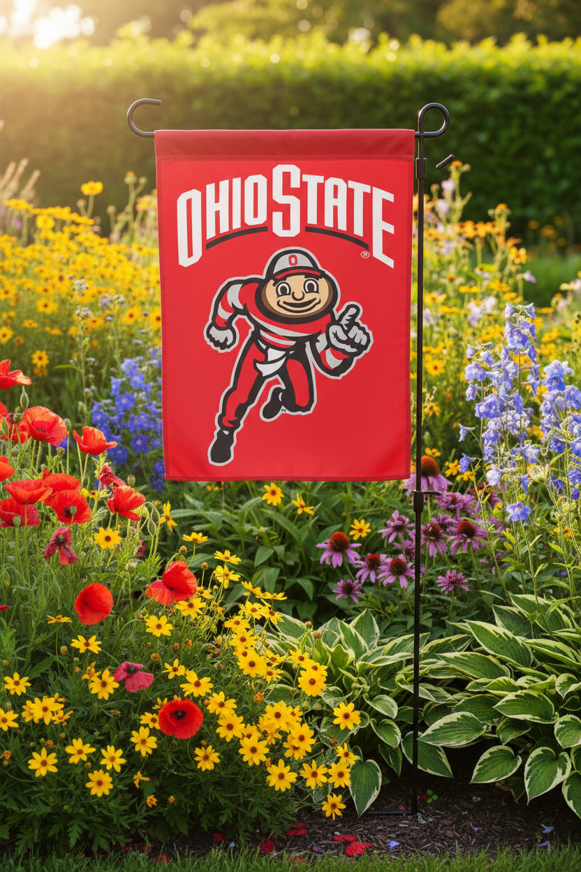 Ohio State Buckeyes Double-Sided Garden Flag – 18" x 12.5"