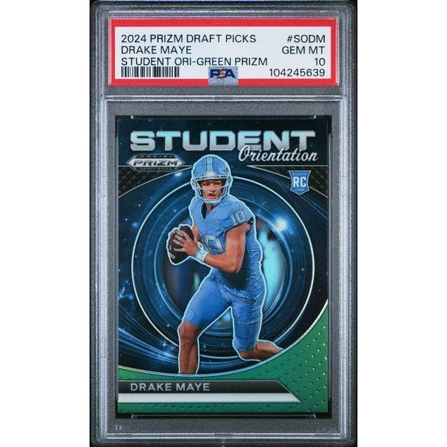 Drake Maye 2024 Prizm Draft Picks Student ORI-Green Prizm #SODM PSA 10