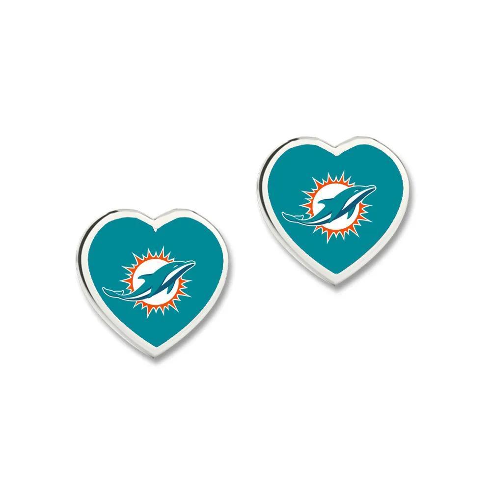 Miami Dolphins Heart Post Earrings