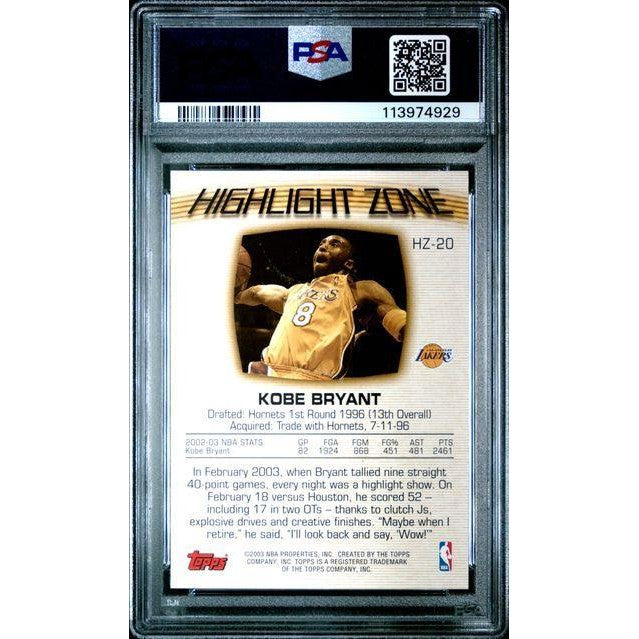 Kobe Bryant 2003 Topps Highlight Zone #HZ-20 PSA 4
