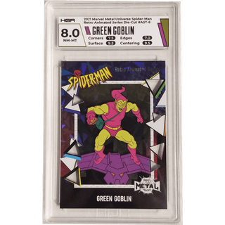Green Goblin: 2021 Marvel Metal Universe Spider-Man Retro Animated Series Die-Cut #AST-6 HGA 8.0