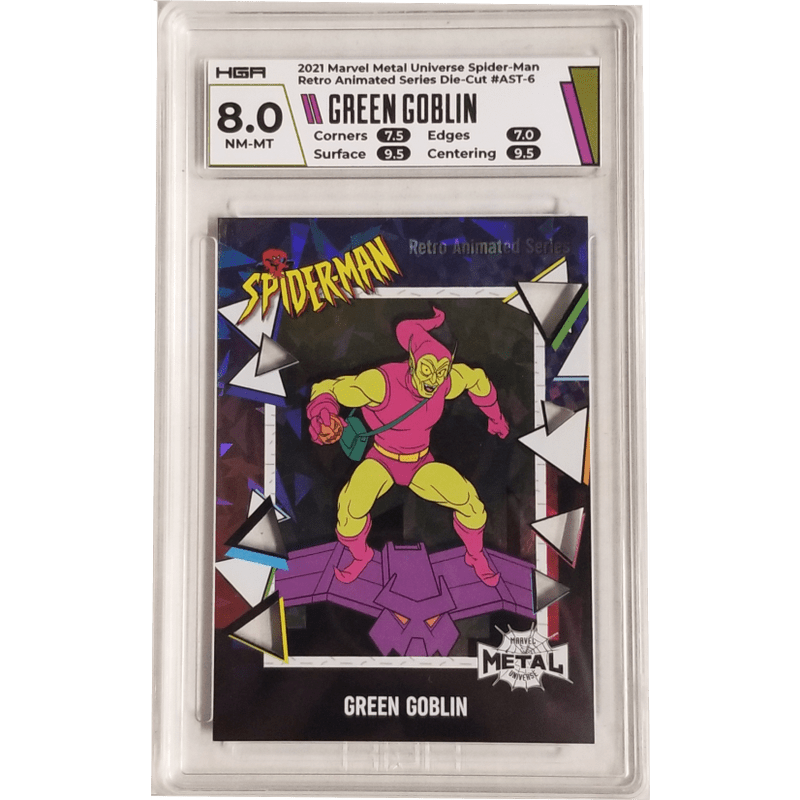 Green Goblin: 2021 Marvel Metal Universe Spider-Man Retro Animated Series Die-Cut #AST-6 HGA 8.0