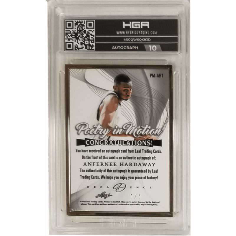 Anfernee Hardaway: 2022 Leaf Decadence Poetry in Motion Gold Autograph #PM-AH1 HGA 9.5