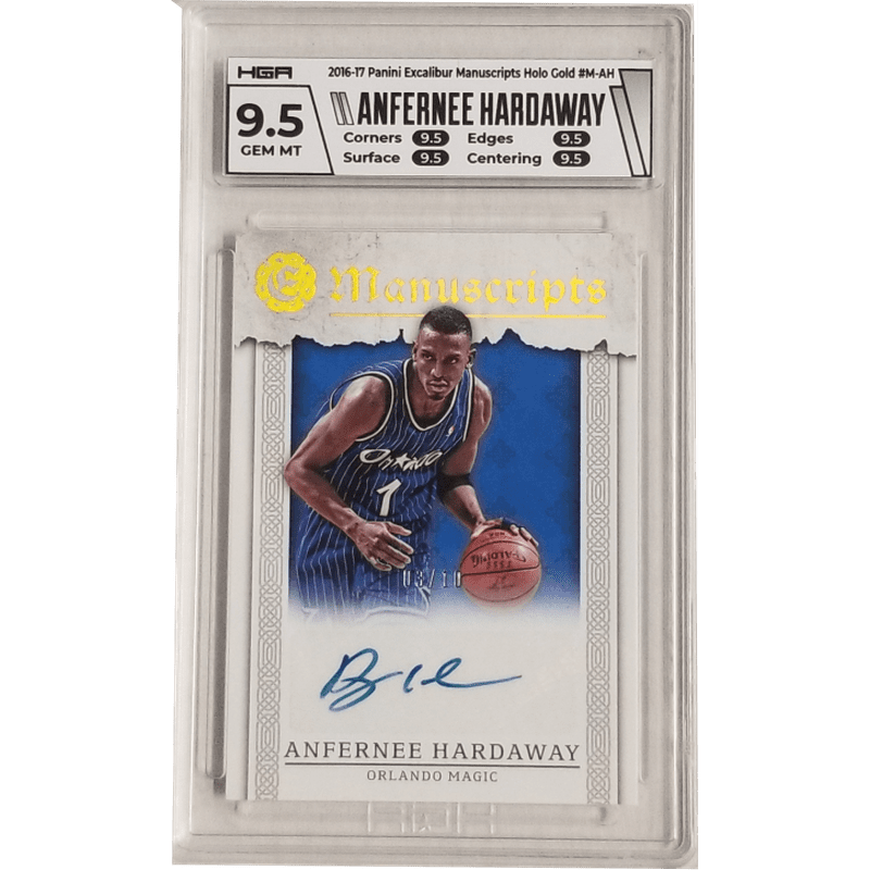 Anfernee Hardaway: 2016-17 Panini Excalibur Manuscripts Holo Gold #M-AH HGA 9.5