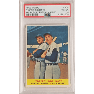Harvey Kuenn & Al Kaline: 1958 Topps Tigers' Big Bats #304 PSA 4