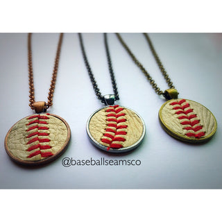 Baseball Seam Pendant Necklace