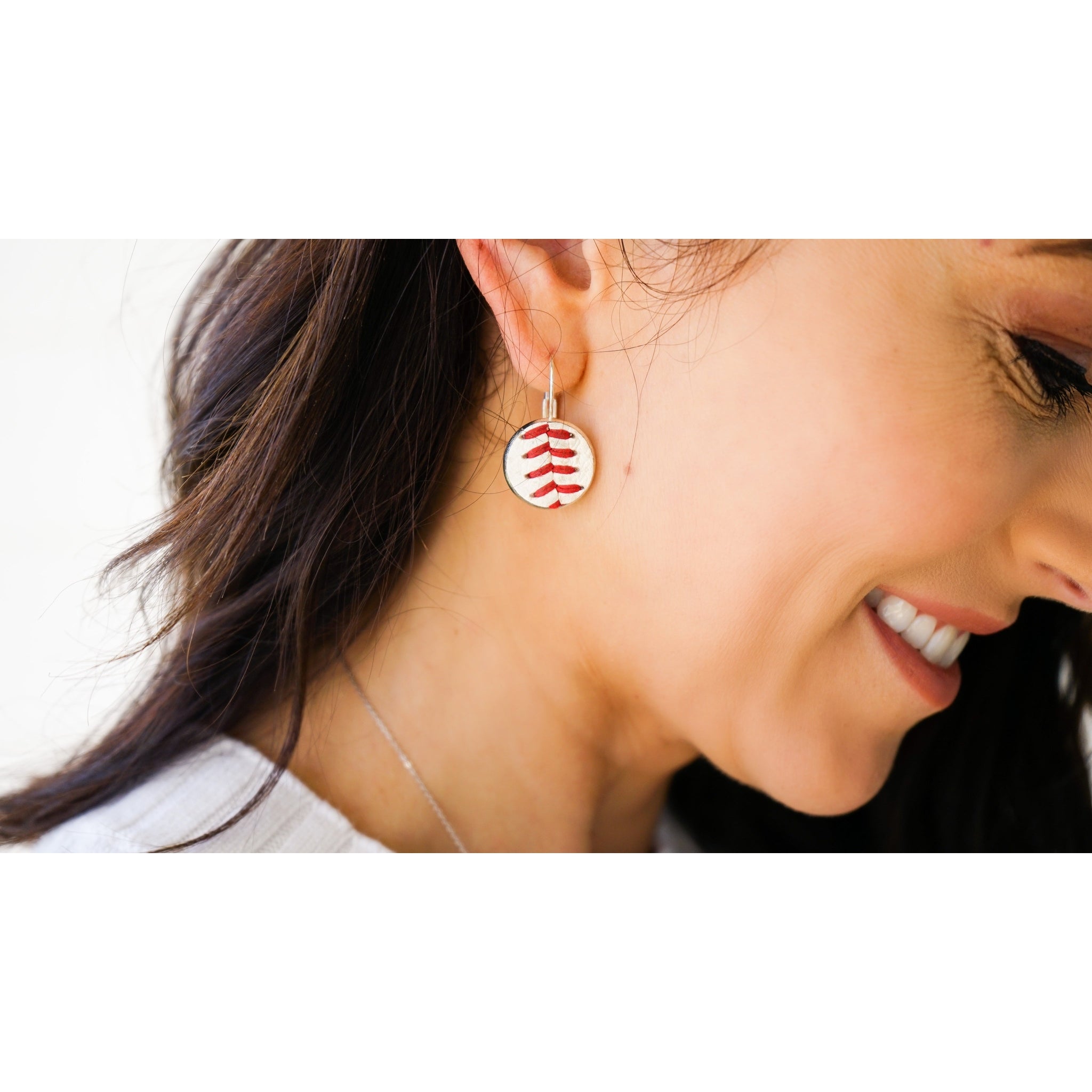 Baseball Seam Jewelry Gift Set - Earrings Necklace Bundle