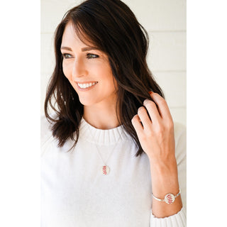 Baseball Seam Dainty Chain Pendant Necklace