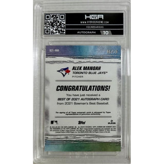 Alek Manoah: 2021 Bowman's Best - Best Of 2021 Red Refractor Autograph #B21-AMA HGA 9.5