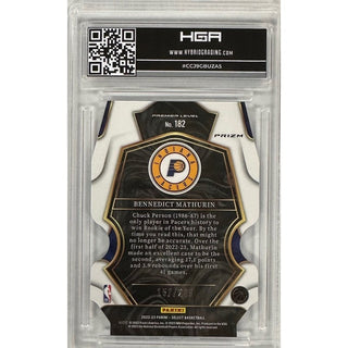 Bennedict Mathurin: 2022-23 Panini Select Premier Level Blue Prizms Die-Cut #182, HGA: 9.5