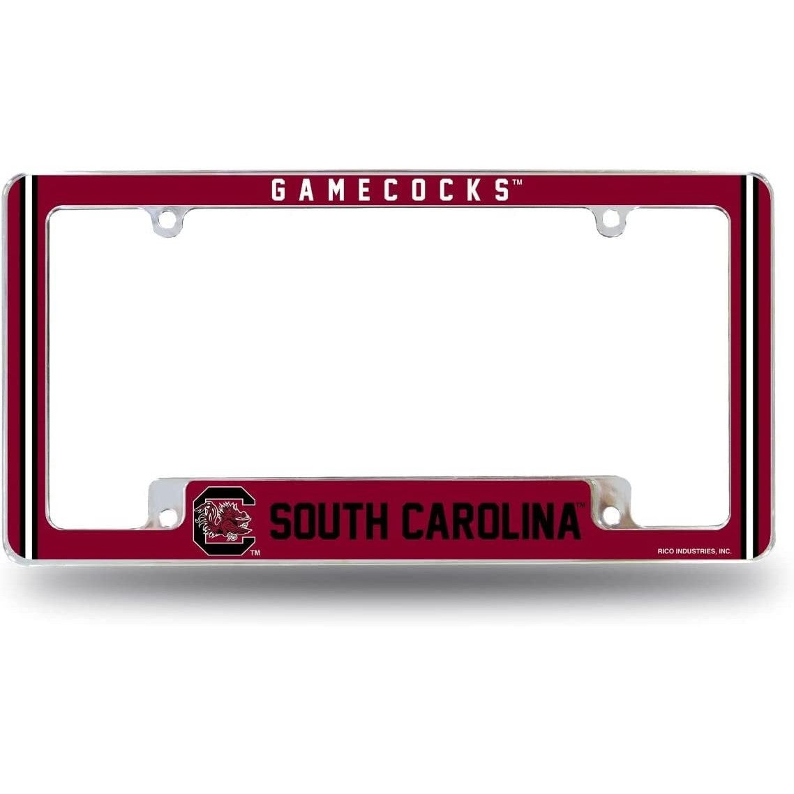 University of South Carolina Gamecocks Metal License Plate Frame Chrome Tag Cover 12x6 Inch Alternate Design
