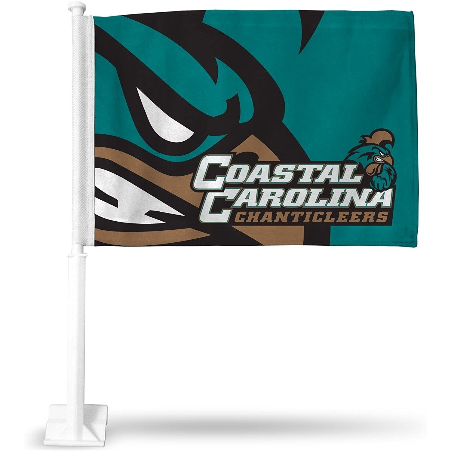 Coastal Carolina University Chanticleers Premium Double Sided Car Flag Banner, Includes Plastic Display Pole