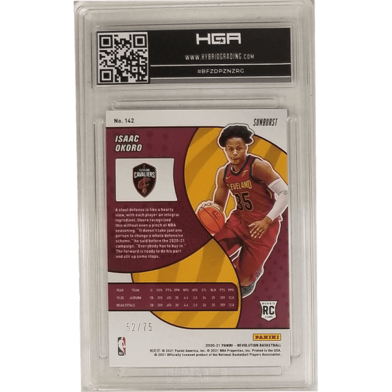 Isaac Okoro: 2020-21 Panini Revolution Rookies Sunburst #142 HGA 9.5
