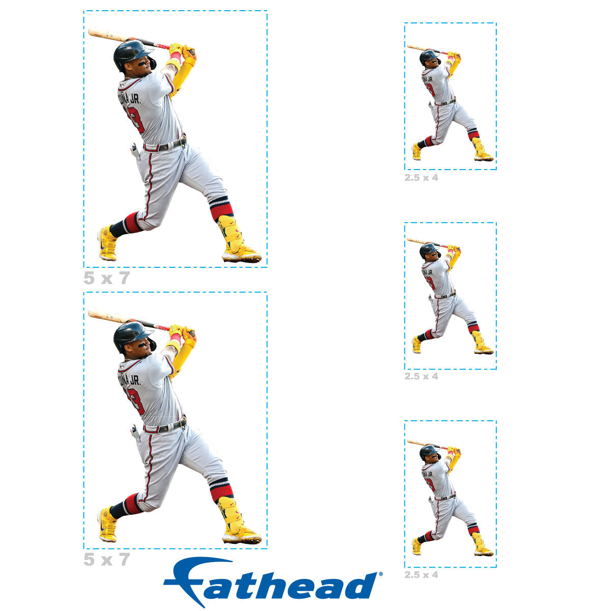Ronald Acuña Jr. - 5 Player Minis Mixed Sizes - Official MLB - Atlanta Braves - Reusable Vinyl Decals