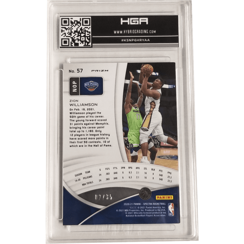 Zion Williamson: 2020-21 Panini Spectra Astral #57 HGA 9.5