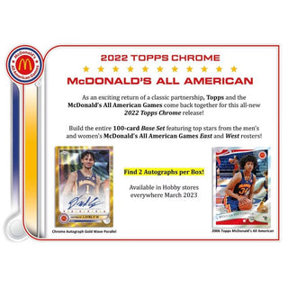 2022 Topps Chrome - McDonalds All American Basketball Hobby PACK