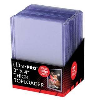Protect your pride and joy with this Top Loader: Ultra Pro 100pt - Thick! This durable top loader offers premium protection for your trading cards with its 100 point 3" x 4" construction. Keep those cards pristine!