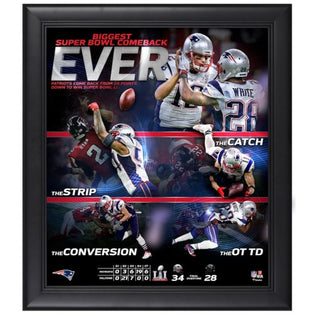 New England Patriots Fanatics Authentic Super Bowl LI Champions Framed 15'' x 17'' Biggest Comeback Ever Collage
