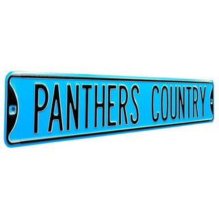 Carolina Panthers Steel Street Sign Throwback Colors-PANTHERS COUNTRY