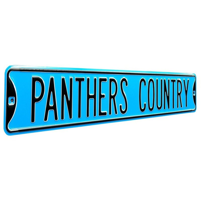Carolina Panthers Steel Street Sign Throwback Colors-PANTHERS COUNTRY
