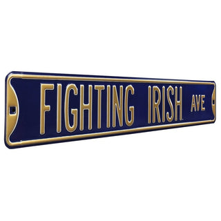 Notre Dame Steel Street Sign-FIGHTING IRISH AVE Navy
