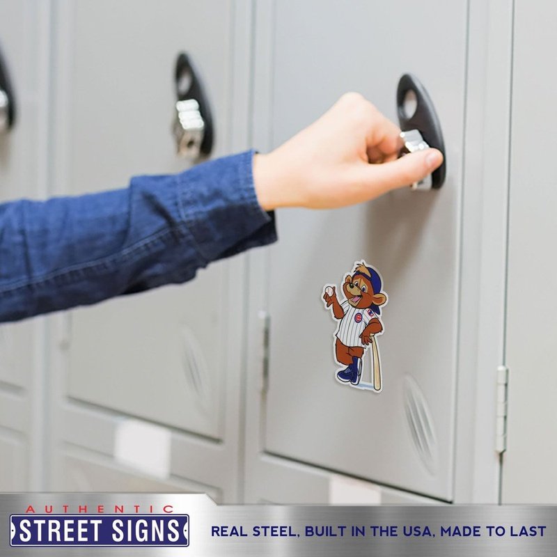 Chicago Cubs Laser Cut Logo Steel Magnet-Clark Leaning Bat