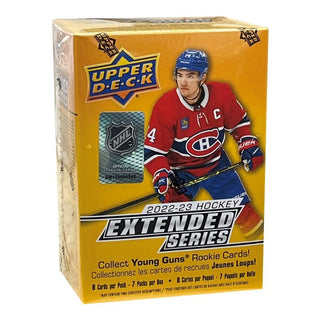 Extended Series delivers the final 250 cards: 200 veterans, 30 Young Guns and 20 1st Round Rookies (2022-23 rookies that were first round selections). Each blaster box contains one (1) Young Guns/1st Round Rookies card and one (1) Blaster-exclusive Green Dazzlers on average.