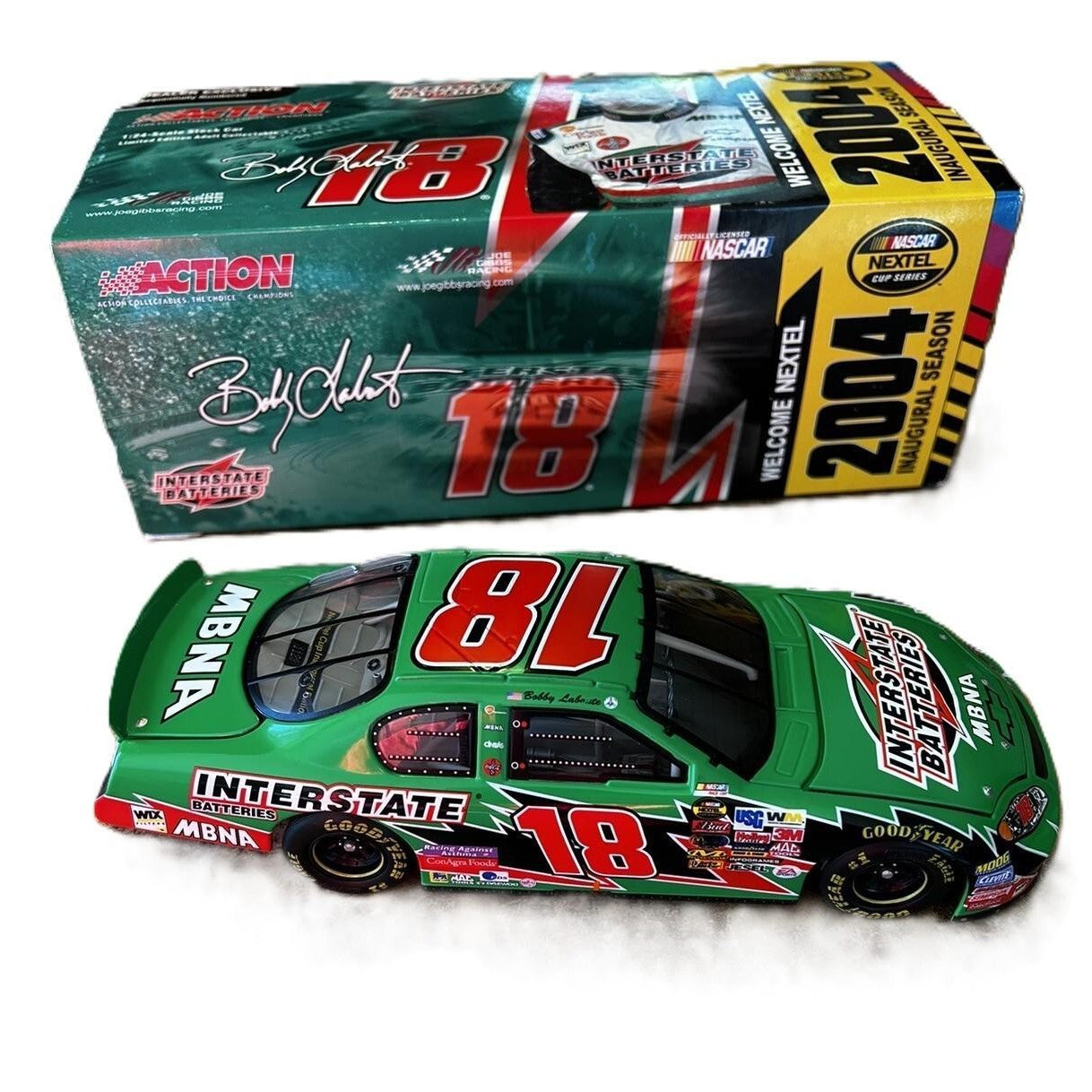 Die Cast 1/24 Scale: Bobby Labonte #18 Interstate Batteries / Nextel Inaugural Season 2004 Monte Carlo  Action Racing