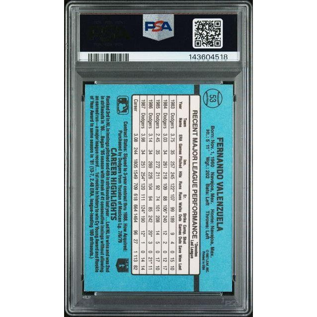 Fernando Valenzuela 1988 Donruss PSA/DNA Certified #53 PSA 10