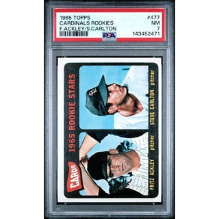 Fritz Ackley / Steve Carlton 1965 Topps Cardinals Rookies #477 PSA 7