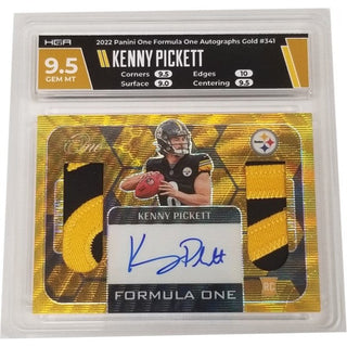 Kenny Pickett: 2022 Panini One Formula One Autographs Gold #341 HGA GEM MT 9.5