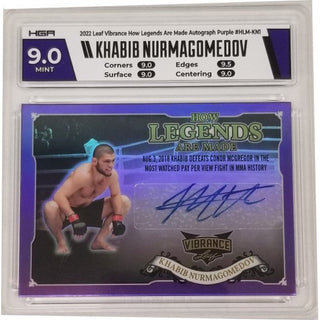 Khabib Nurmagomedov: 2022 Leaf Vibrance How Legends Are Made Autograph Purple #HLM-KN1