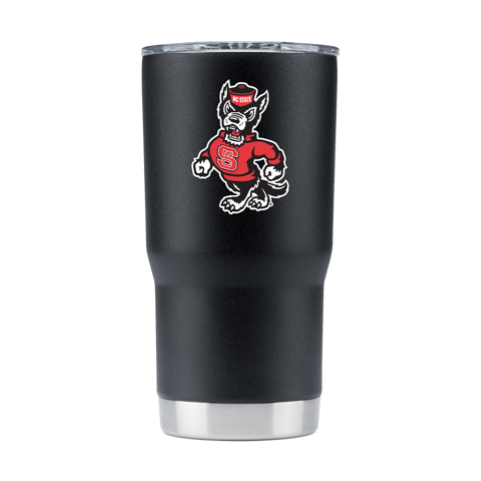 NC State Wolfpack “Strutting Wolf” Black Stainless Steel Tumbler – Officially Licensed