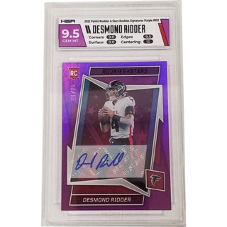 Desmond Ridder: 2022 Panini Rookies & Stars Rookies Signatures Purple #103 HGA GEM MT 9.5