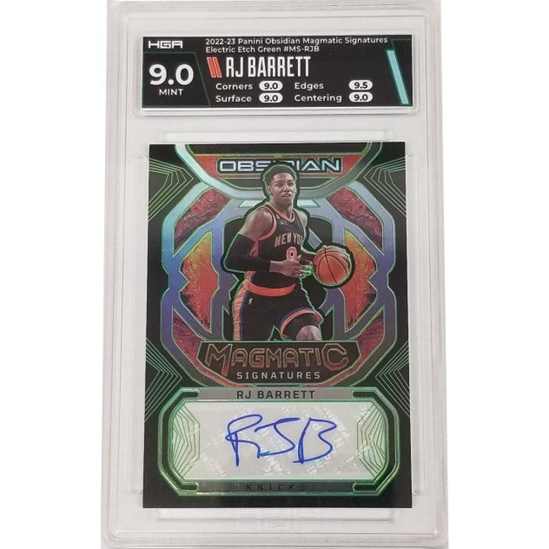RJ Barrett: 2022-23 Panini Obsidian Magmatic Signatures Electric Etch Green #MS-RJB HGA MT 9.0
