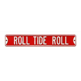 Alabama Crimson Tide “Roll Tide Roll” 6" x 36" Embossed Steel Street Sign – Official NCAA Wall Décor