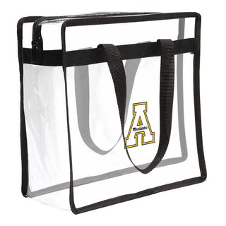 Cheer on your Appalachian State Mountaineers in style! This sleek clear tote bag with App State logo is crafted with sturdy PVC for longevity and features a secure zipper closure for your peace of mind. Show your pride at the next game day!