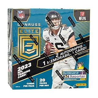Unleash your inner collector with the 2023 Donruss Elite Football Hobby Box. Boasting a newly designed base and rookie set, flashy inserts, and autographs, the box has something for everyone. Chase the first rookie cards of the 2023 class, seek out exclusive Hobby inserts, and look out for Hobby staples, like on-card autographs in Pen Pals. What's more, look for elite cards featuring Patrick Lavon Mahomes II and Peyton Williams Manning, along with the original football GOAT, Joseph Clifford Montana, Jr.!