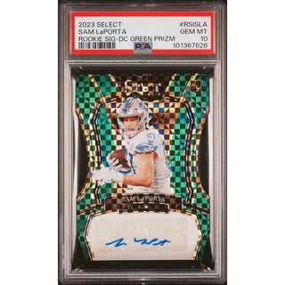 Sam LaPorta 2023 Panini Select Rookie Sig-DC Green Prizm #RSISLA PSA 10