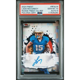 Ladd McConkey 2024 Topps Finest Rookie AU-Ref PSA/DNA Certified #RFALM PSA 10