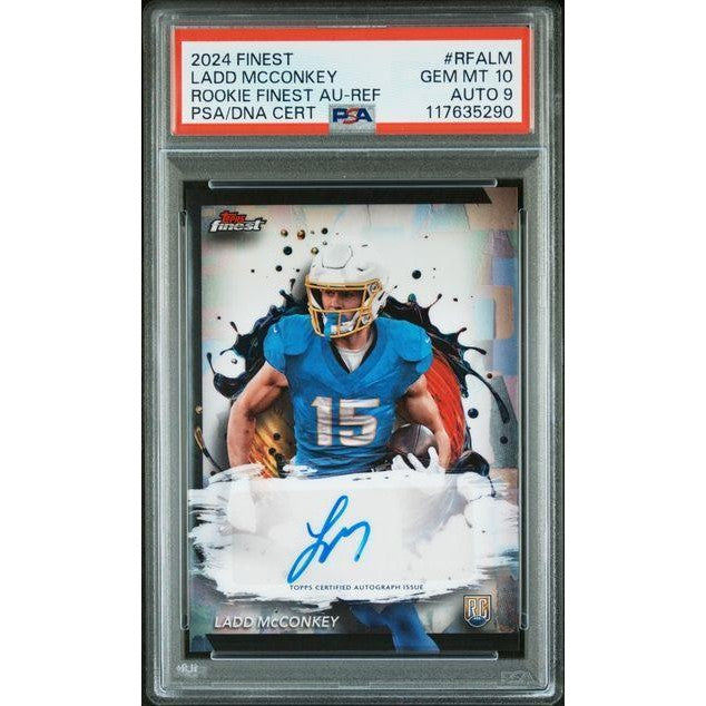 Ladd McConkey 2024 Topps Finest Rookie AU-Ref PSA/DNA Certified #RFALM PSA 10