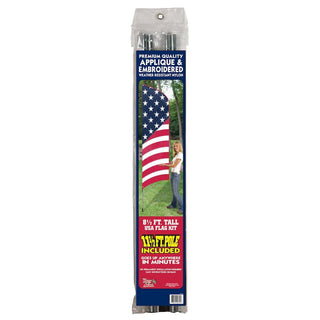 USA Premium Embroidered Nylon Flag Kit 8.5 ft with 11.5 ft Pole