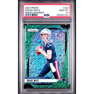 Drake Maye 2024 Panini Prizm Green Shimmer #329 PSA #10