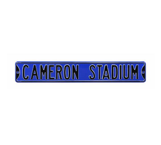 Duke Blue Devils Cameron Stadium 6" x 36" Embossed Steel Street Sign – Official NCAA Wall Décor