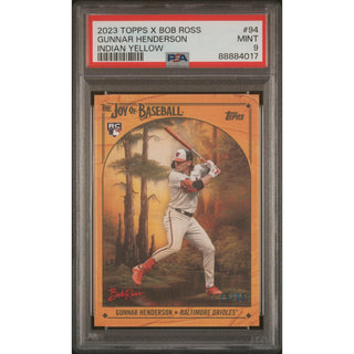 Gunnar Henderson 2023 Topps X Bob Ross Indian Yellow #94 PSA 9